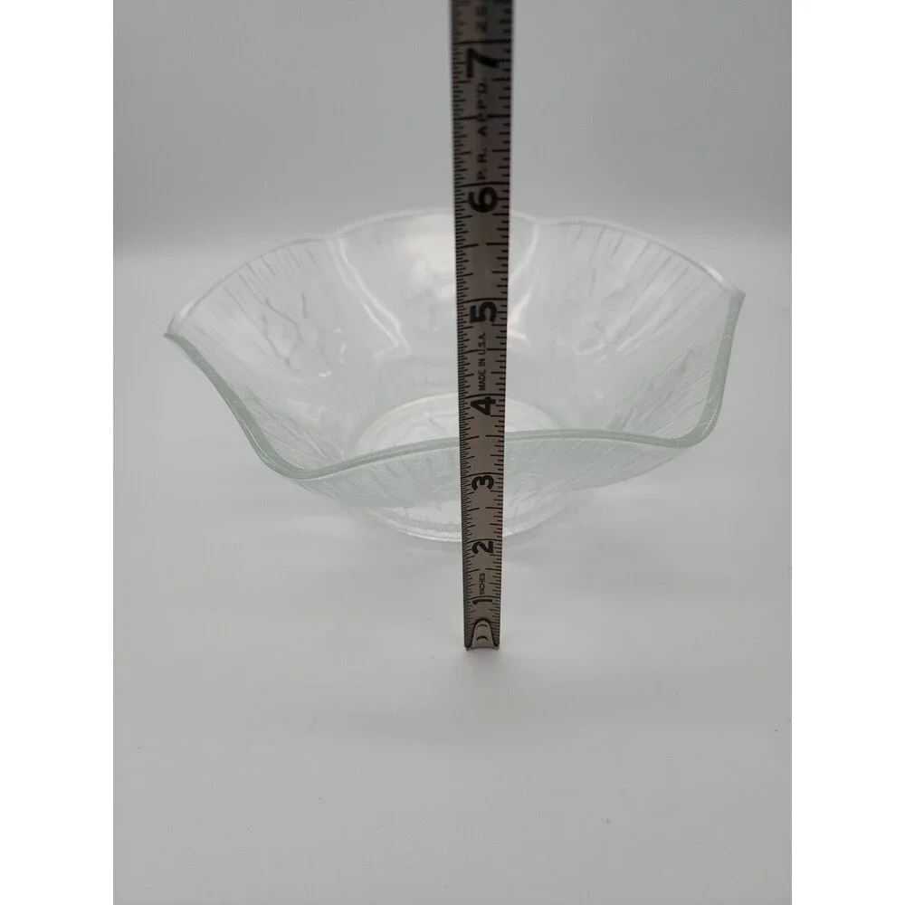 Masserini Primavera Salad Bowl Italy Clear Glass Flower Embossed
